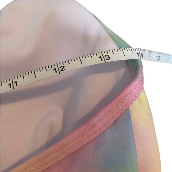 Plumeria Tye Dye 2 pc Bikini Pastel Blues Pinks Size Large Halter String Top NEW - Picture 6 of 14